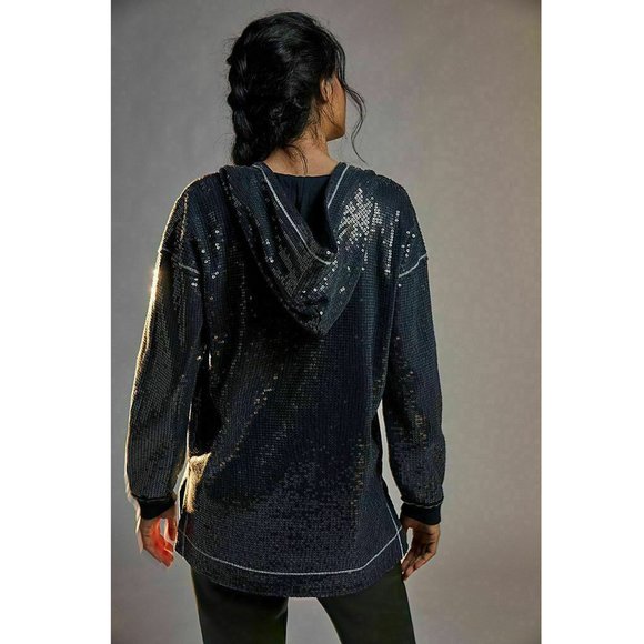 Anthropologie Gracie Sequined Tunic Hoodie Top Cocktail Prom Oversized - Picture 2 of 8